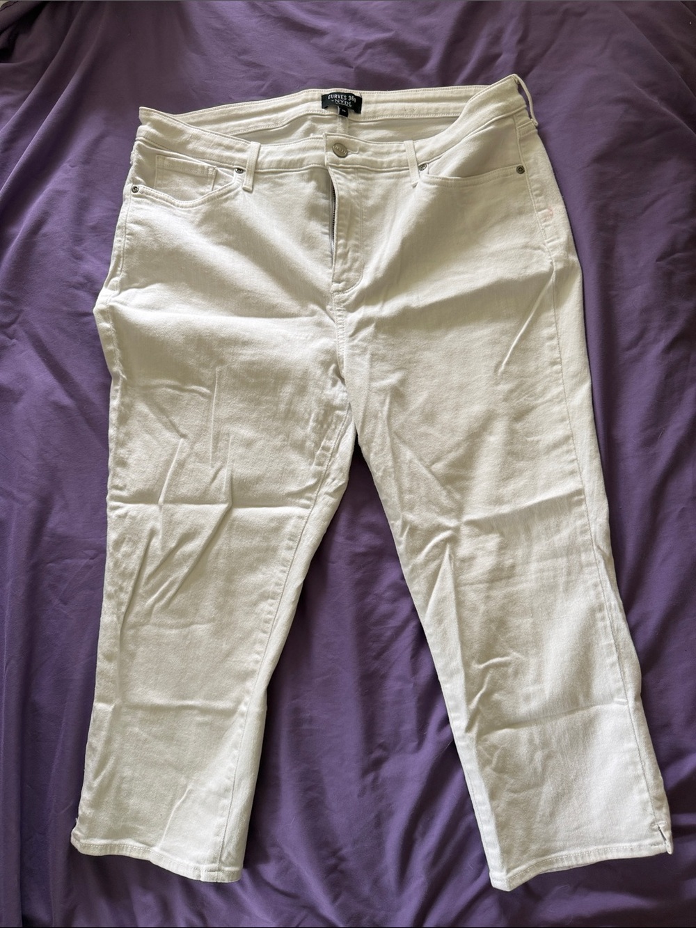 NYDJ White Cropped Straight Jeans